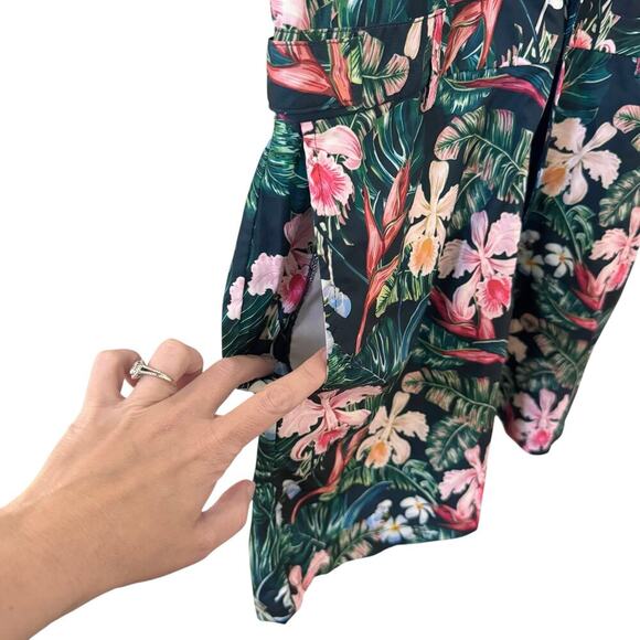 RomperJack Tropical Hawaiian Hibiscus Print Romper Shorts Jumpsuit Size Large - Picture 6 of 10